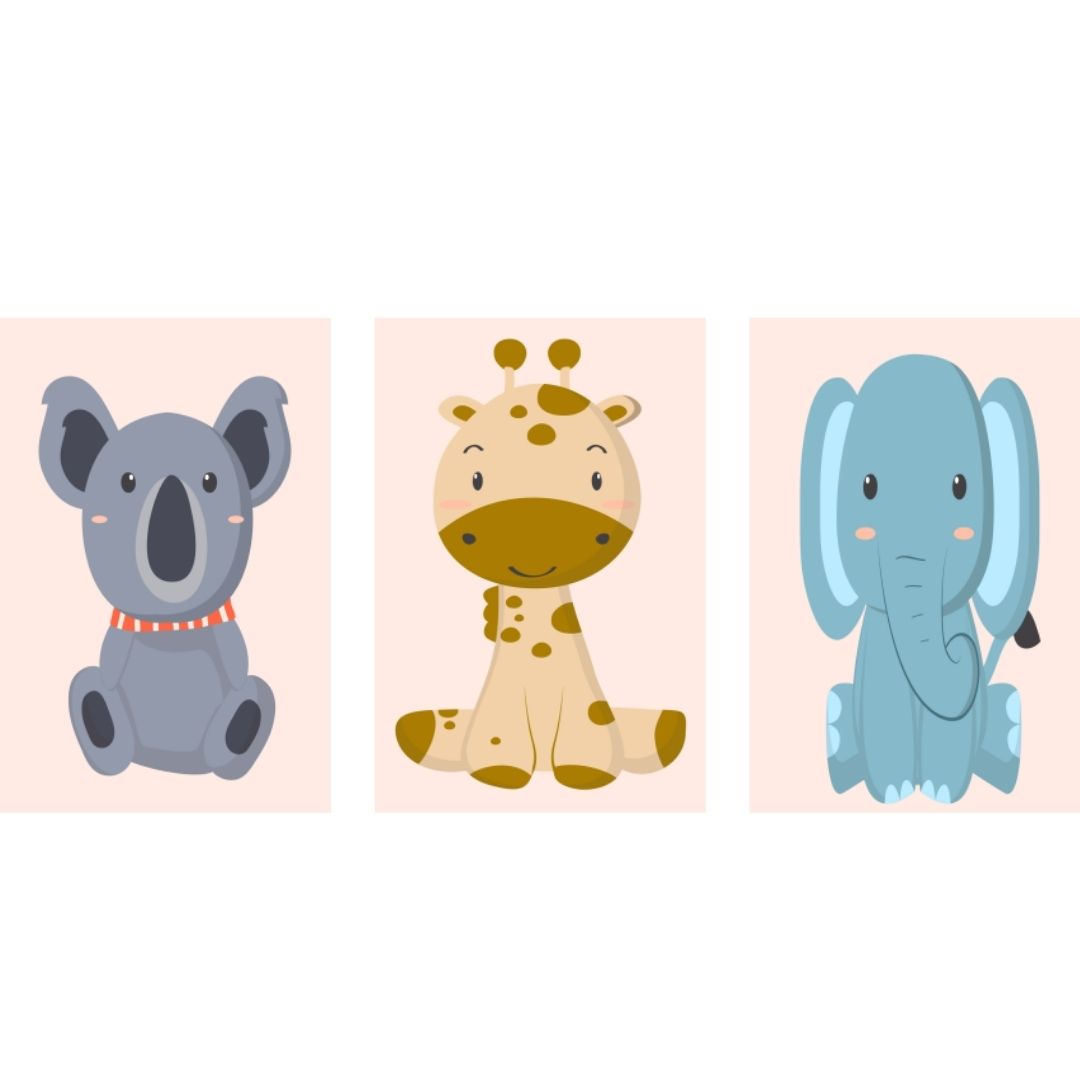 "Safari Baby Animal Prints – Koala, Giraffe & Elephant Nursery Wall Art (Set of 3)"