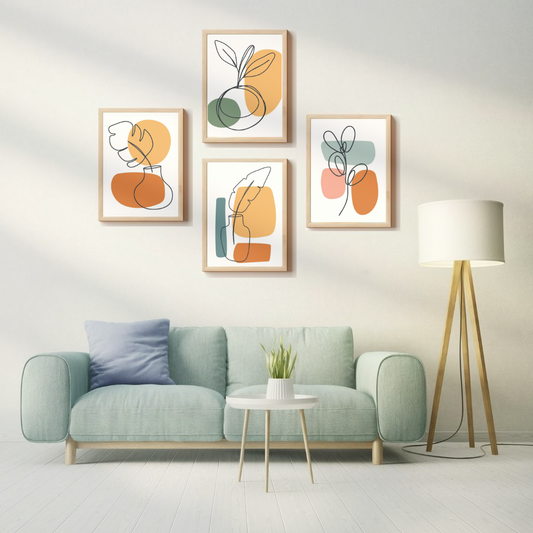 Minimalist Botanical Line Art Prints – Abstract Plant Wall Decor (Set of 4)