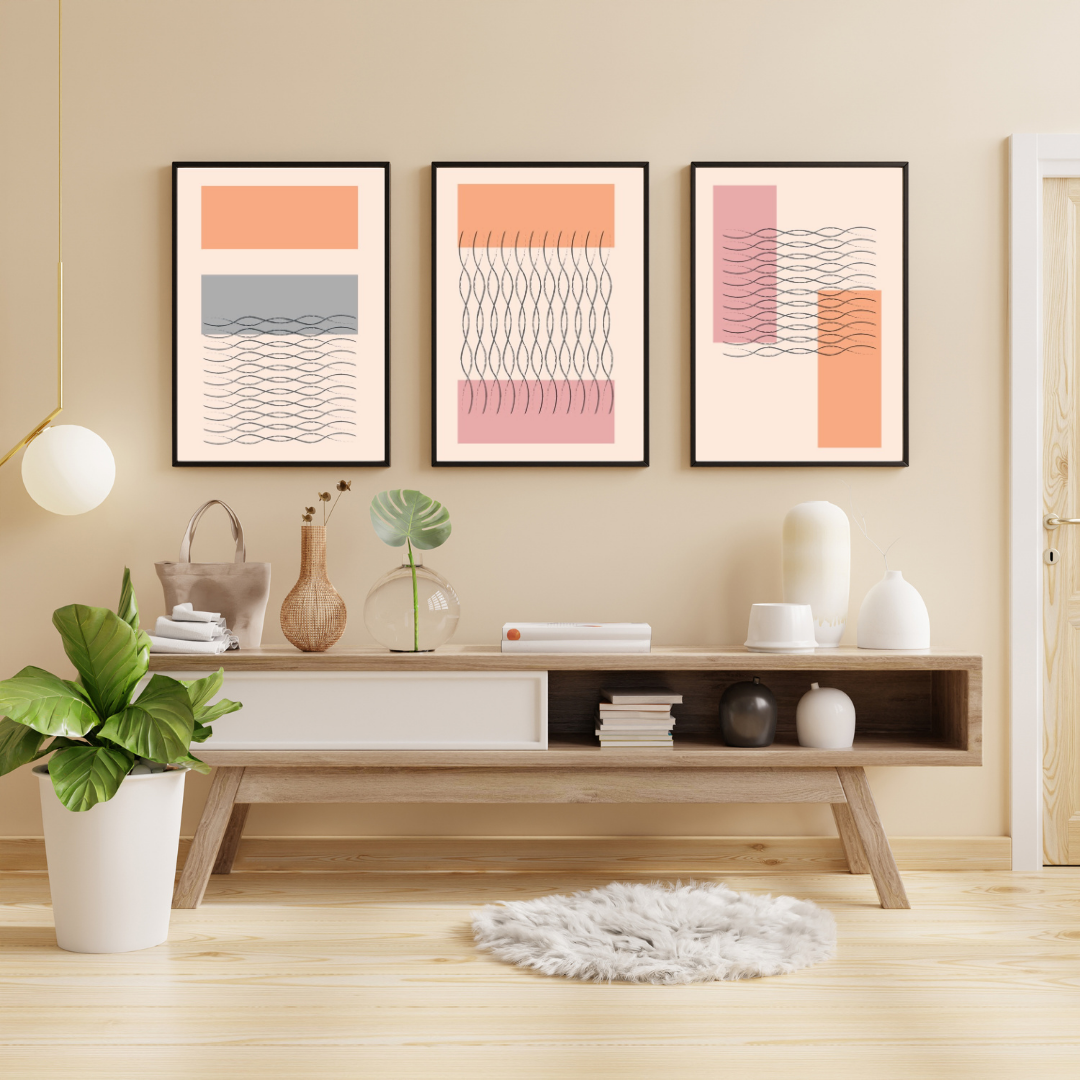 semi and square set of 3 frames print