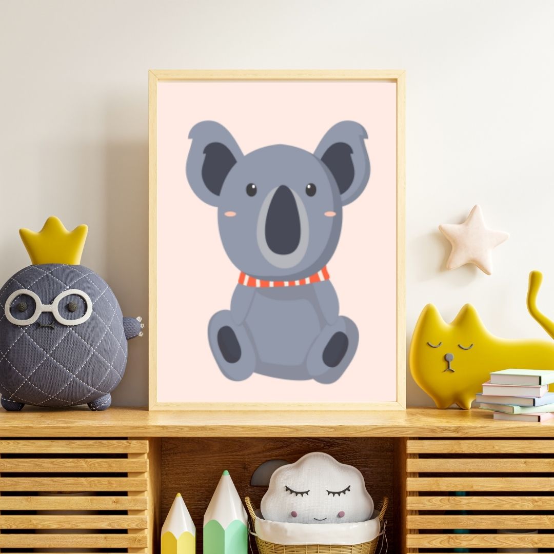 "Safari Baby Animal Prints – Koala, Giraffe & Elephant Nursery Wall Art (Set of 3)"