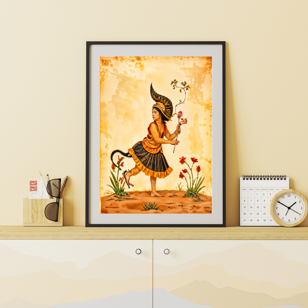 "Folk Art Wall Decor ??Traditional Indian Mythical Figures & Animals (Set of 4 Prints)"