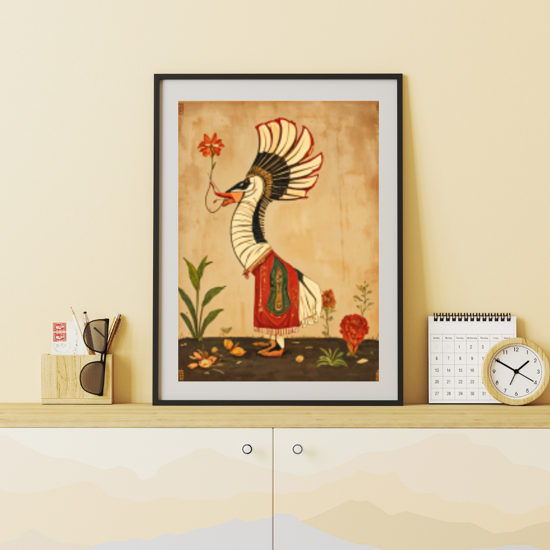 "Folk Art Wall Decor ??Traditional Indian Mythical Figures & Animals (Set of 4 Prints)"