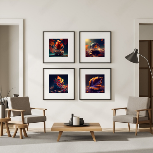 "Autumn Whispers – Moody Fall Leaf Wall Art Collection"
