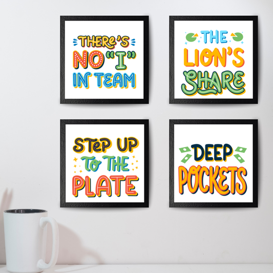 "Bold Idiom Typography Wall Art – Motivational Phrase Print Set"