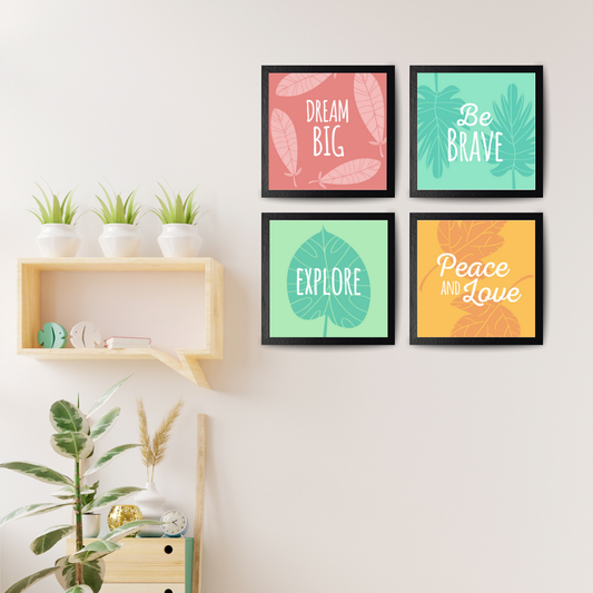 "Tropical Motivational Wall Art Set – Inspirational Quotes with Leaf Designs for Home or Office"