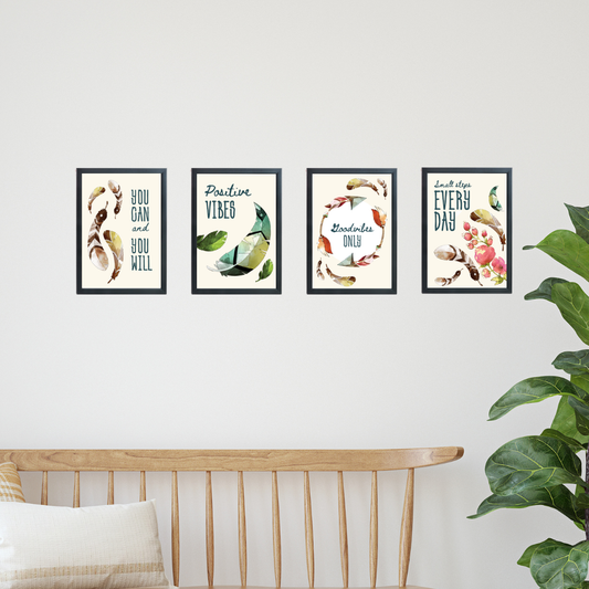 "Boho Botanical Quote Prints – Inspirational Watercolor Wall Art for a Mindful Home"